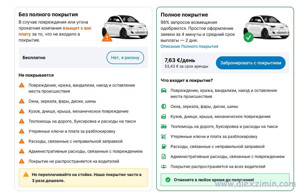 Страховка повне покриття на DiscoverCars при оренді авто в Лісабоні